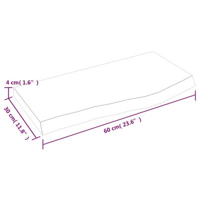 vidaXL Kúpeľňová doska tmavohnedá 60x30x(2-4) cm ošetrený masív