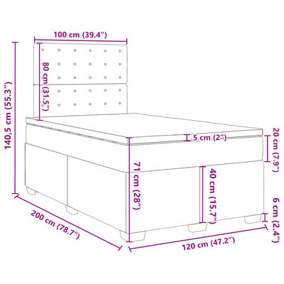 vidaXL Posteľný rám boxsping s matracom bledosivý 120x200 cm zamat