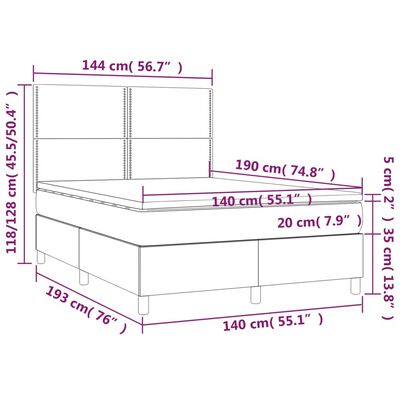 vidaXL Posteľný rám boxsping s matracom tmavomodrý 140x190 cm zamat