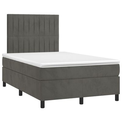 vidaXL Posteľný rám boxspring s matracom tmavosivý 90x190 cm zamat