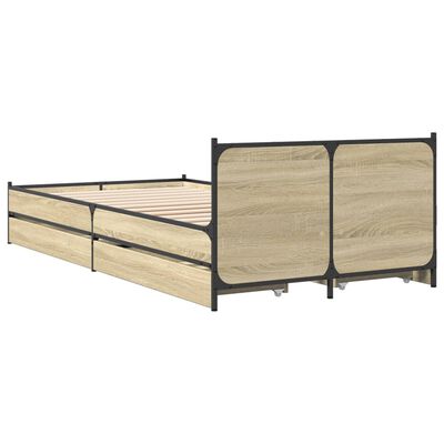 vidaXL Posteľný rám so zásuvkami dub sonoma 75x190 cm kompozitné drevo