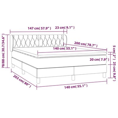 vidaXL Posteľný rám boxspring s matracom modrý 140x200 cm látka