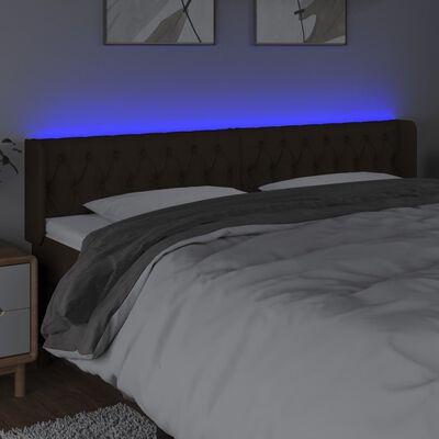 vidaXL Čelo postele s LED tmavohendé 183x16x78/88 cm látka