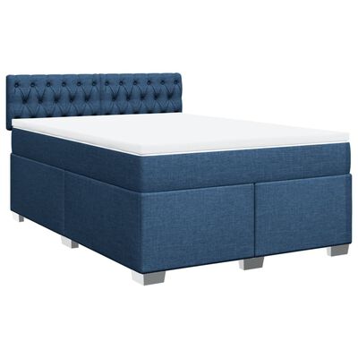 vidaXL Posteľný rám boxspring s matracom modrý 160x200 cm látka