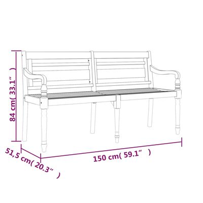 vidaXL Lavička Batavia s antracitovou podložkou 150 cm tíkový masív