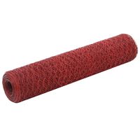 vidaXL Drôtené pletivo, oceľ potiahnutá PVC 25x0,75 m, červené