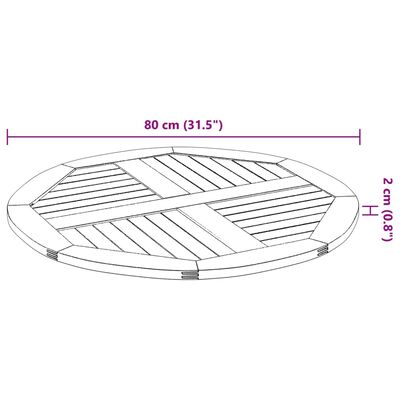 vidaXL Stolová doska Ø80x2,2 cm okrúhla akáciový masív