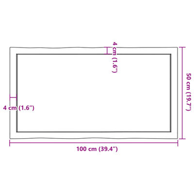 vidaXL Stolová doska 100x50x(2-4) cm neošetrený masív živé hrany