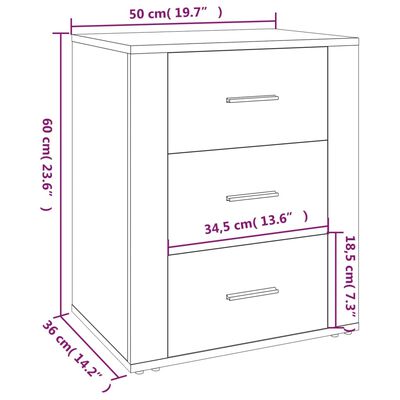 vidaXL Nočný stolík čierny 50x36x60 cm spracované drevo