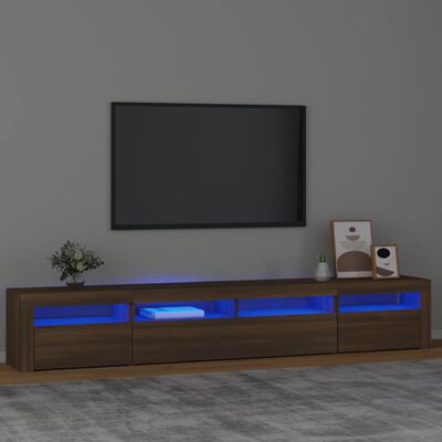 vidaXL TV skrinka s LED svetlami hnedý dub 240x35x40 cm