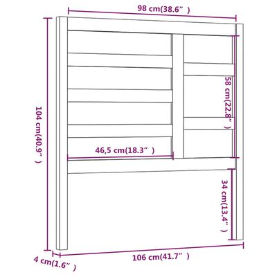 vidaXL Čelo postele sivé 106x4x104 cm masívna borovica