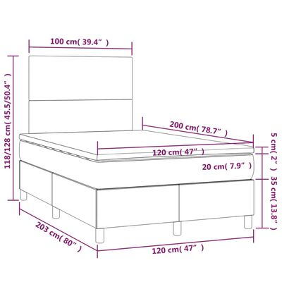 vidaXL Boxspring posteľ s matracom sivá 120x200 cm umelá koža