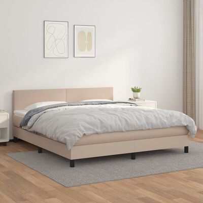 vidaXL Boxspring posteľ s matracom kapučínová 180x200 cm umelá koža