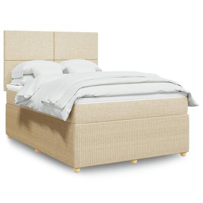 vidaXL Boxspring posteľ s matracom krémový 140x190 cm látka