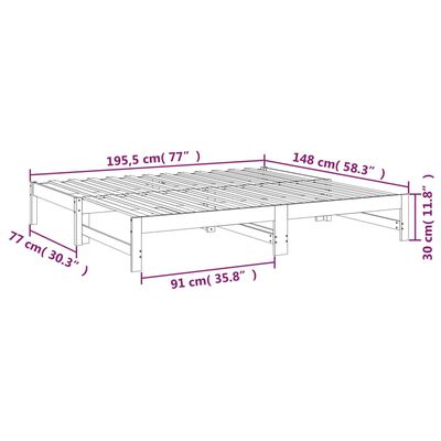 vidaXL Rozkladacia denná posteľ medová 2x(75x190) cm borovicový masív