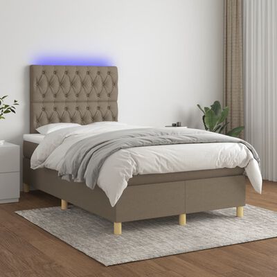 vidaXL Boxspring posteľ s matracom a LED sivohnedá 120x190 cm látka