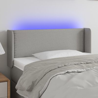 vidaXL Čelo postele s LED bledosivé 93x16x78/88 cm látka