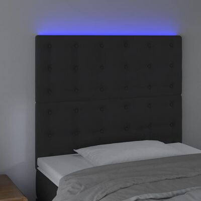 vidaXL Čelo postele s LED čierne 90x5x118/128 cm zamat