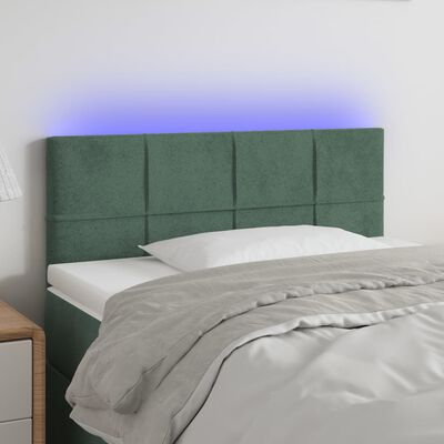 vidaXL Čelo postele s LED tmavozelené 100x5x78/88 cm zamat