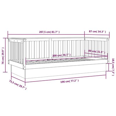 vidaXL Denná posteľ s matracom biela 80x200 cm masívna borovica