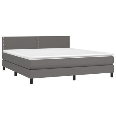 vidaXL Boxspring posteľ s matracom sivá 160x200 cm umelá koža