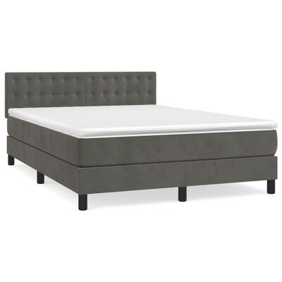 vidaXL Posteľný rám boxspring s matracom tmavosivý 140x200 cm zamat