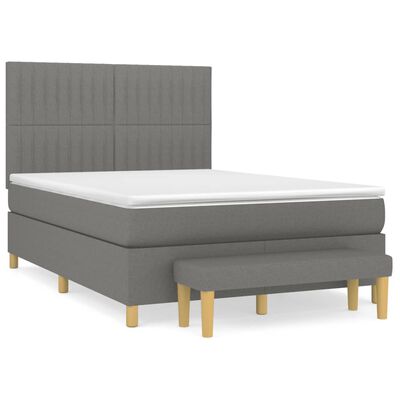 vidaXL Boxspring posteľ s matracom tmavosivá 140x190 cm látka