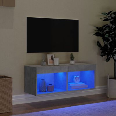 vidaXL TV skrinka s LED svetlami betónová sivá 80x30x30 cm