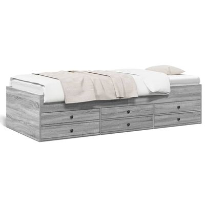 vidaXL Denná posteľ so zásuvkami sivá sonoma 90x200 cm kompozit. drevo