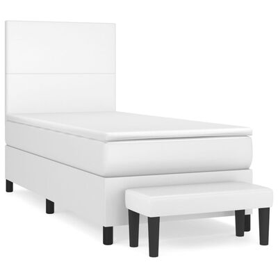 vidaXL Boxspring posteľ s matracom biela 90x200 cm umelá koža