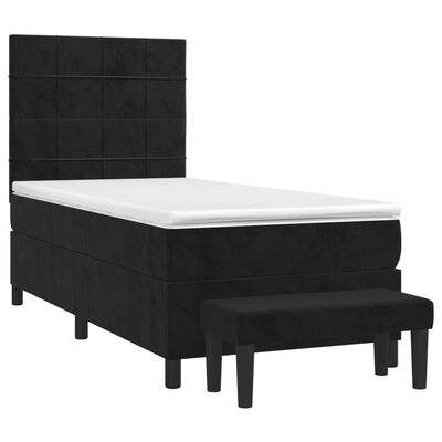 vidaXL Posteľný rám boxspring s matracom čierny 90x190 cm zamat