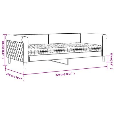 vidaXL Denná posteľ s matracom tmavosivá 90x200 cm zamat