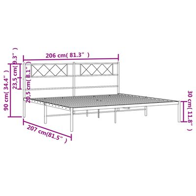 vidaXL Kovový rám postele s čelom čierny 200x200 cm