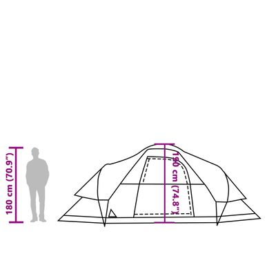 vidaXL Rodinný stan kupola 9 osôb zelený vodoodolný