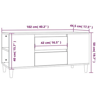 vidaXL TV skrinka sivý dub sonoma 102x44,5x50 cm spracované drevo