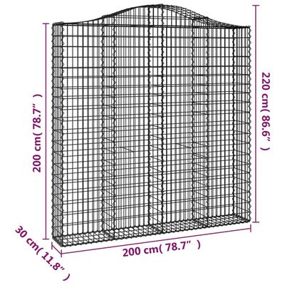 vidaXL Oblúkový gabionový kôš 6 ks 200x30x200/220cm pozinkované železo