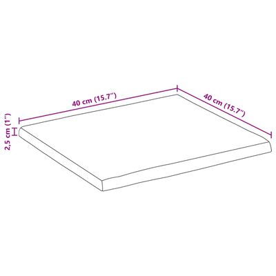 vidaXL Stolová doska živá hrana 40x40x2,5 cm masívny surový mangovník