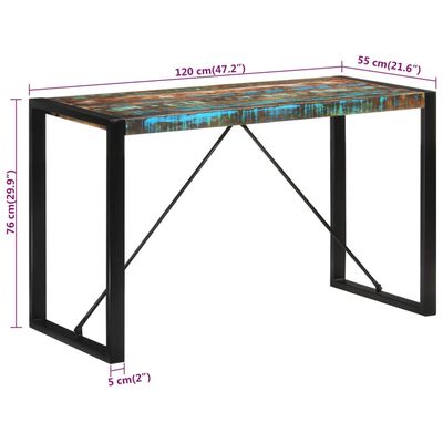 vidaXL Jedálenský stôl 120x55x76 cm masívne recyklované drevo