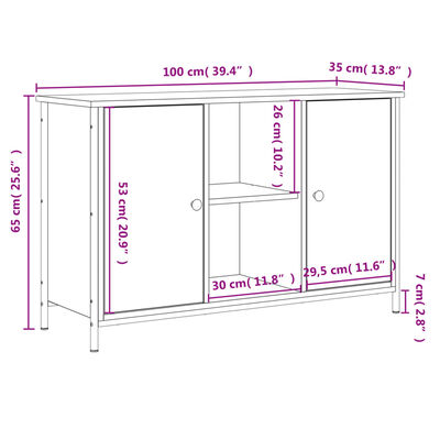 vidaXL TV skrinka dub sonoma 100x35x65 cm kompozitné drevo