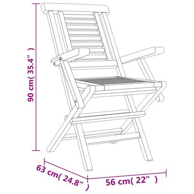 vidaXL Skladacie záhradné stoličky 2 ks 56x63x90 cm tíkový masív