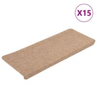 vidaXL Samolepiace nášľapy na schody 15 ks 65x24,5x3,5 cm béžové