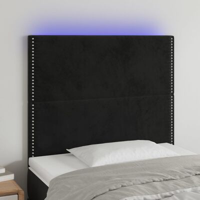 vidaXL Čelo postele s LED čierne 100x5x118/128 cm zamat