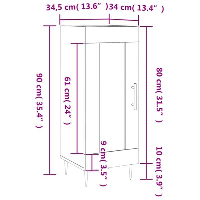 vidaXL Komoda sivý dub sonoma 34,5x34x90 cm spracované drevo