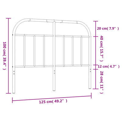 vidaXL Kovové čelo postele, biele 120 cm