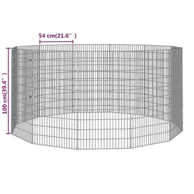 vidaXL Voľný výbeh pre zvieratá 12 panelov 54x100cm pozinkované železo