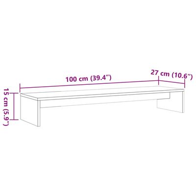 vidaXL Stojan na monitor voskovo-hnedý 100x27x15 cm masívna borovica