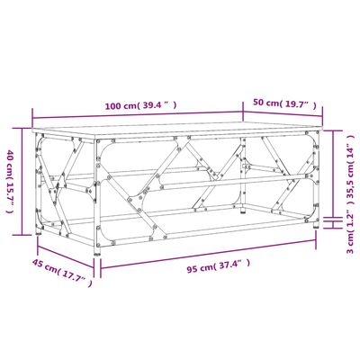 vidaXL Konferenčný stolík dymový dub 100x50x40 cm spracované drevo