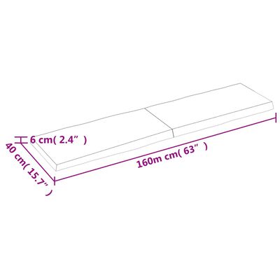 vidaXL Stolová doska tmavohnedá 160x40x(2-6)cm ošetrený masív hrany