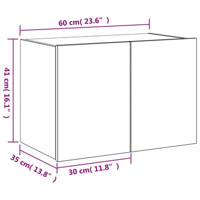 vidaXL TV nástenná skrinka s LED svetlami čierna 60x35x41 cm