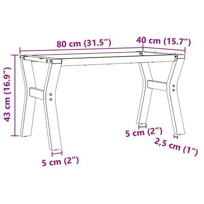 vidaXL Nohy konferenčného stolíka Y-rám 80x40x43 cm liatina